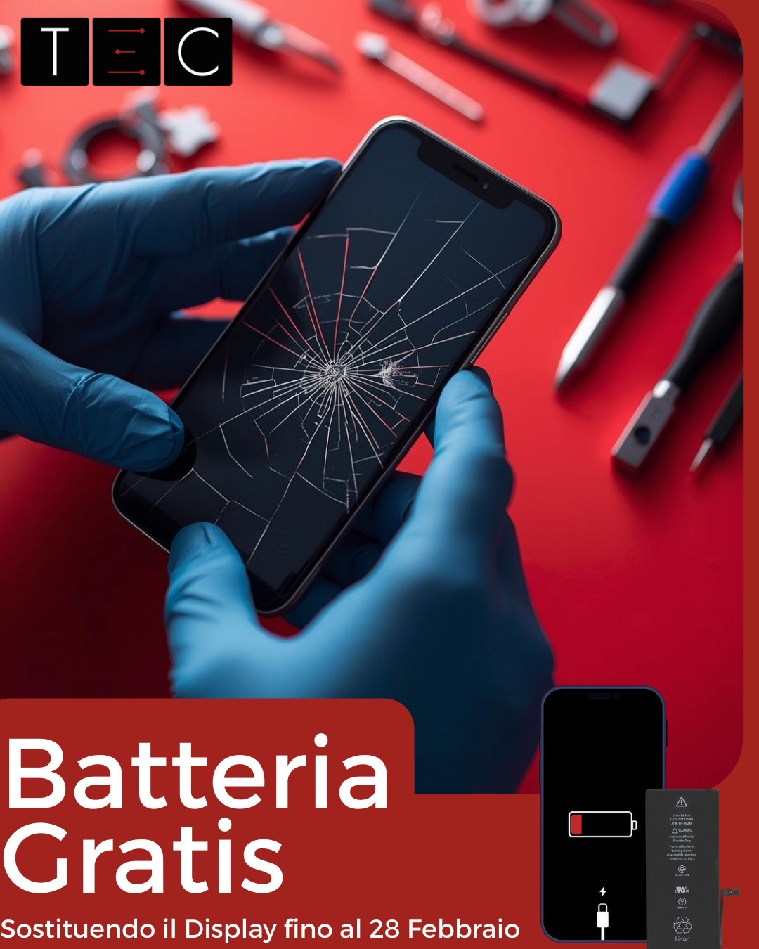 Riparazione display smartphone con batteria gratis a Catania – Promo TEC Store Italia