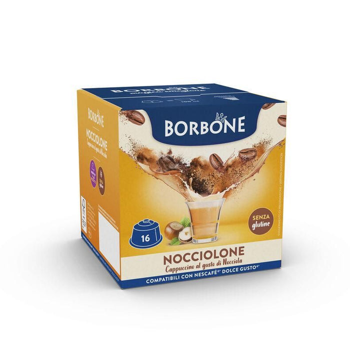 16 PZ Capsule Borbone Cappuccino Nocciolone Compatibili Nespresso Dolce Gusto Coffee