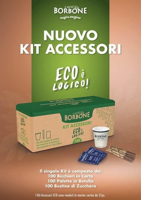 Borbone Kit Accessori Ecologico Bicchierini di Carta + Plalette + Zucchero 100pz Coffee