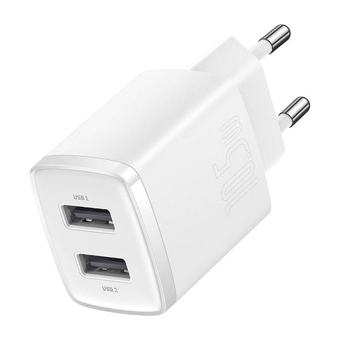 Caricabatterie rapido compatto Baseus, 2x USB, 10,5 W bianco Accessori Smartphone & Tablet