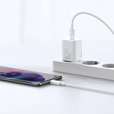 Caricatore e Cavo Baseus 1C USB-C 25W 1m Bianco Accessori Smartphone & Tablet