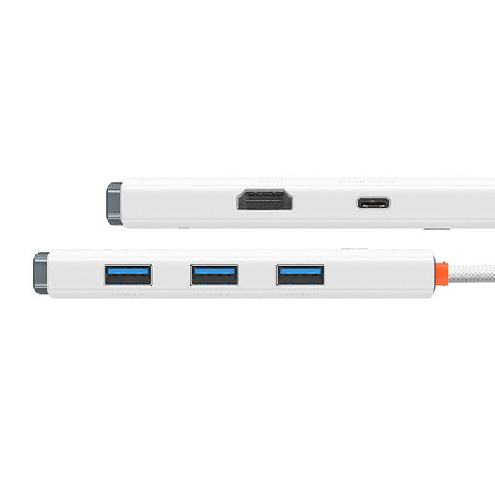 Hub Adattatore Baseus 5 in 1 USB-C a 3x USB 3.0 + USB-C + HDMI Bianco Accessori PC