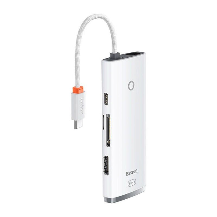 Hub Adattatore Baseus 6 in 1 USB-C a 2x USB 3.0 + USB-C PD + HDMI + SD/TF Bianco Accessori PC