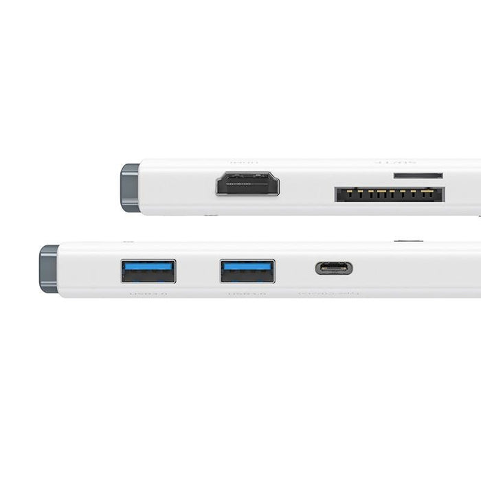 Hub Adattatore Baseus 6 in 1 USB-C a 2x USB 3.0 + USB-C PD + HDMI + SD/TF Bianco Accessori PC