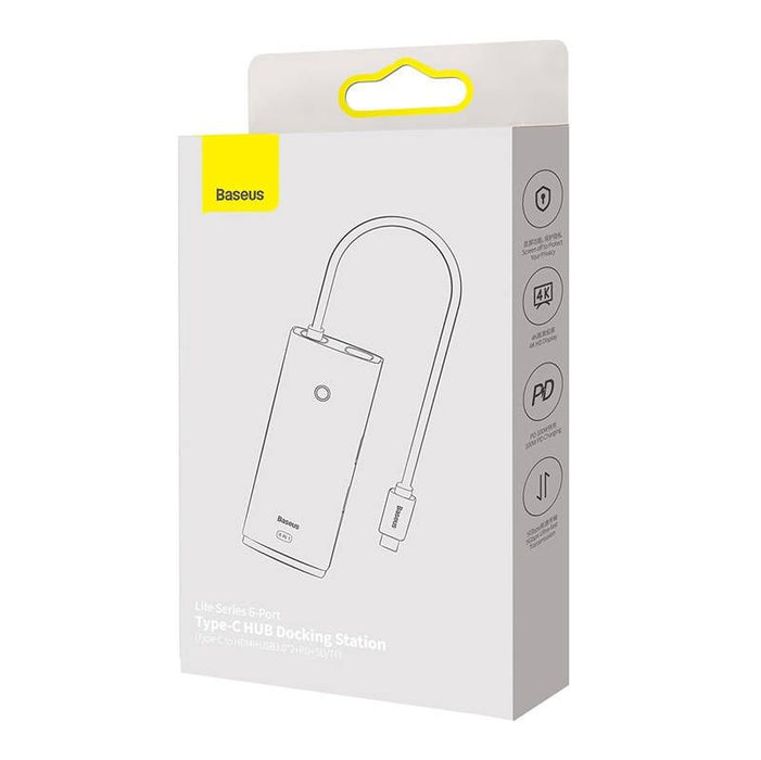 Hub Adattatore Baseus 6 in 1 USB-C a 2x USB 3.0 + USB-C PD + HDMI + SD/TF Nero Accessori PC