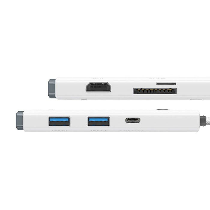 Hub Adattatore Baseus 6 in 1 USB-C to 2x USB 3.0 + HDMI + USB-C + TF/SD Bianco Accessori PC