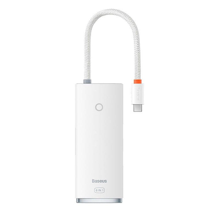 Hub Adattatore Baseus 6 in 1 USB-C to 2x USB 3.0 + HDMI + USB-C + TF/SD Bianco Accessori PC