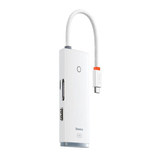 Hub Adattatore Baseus 6 in 1 USB-C to 2x USB 3.0 + HDMI + USB-C + TF/SD Bianco Accessori PC