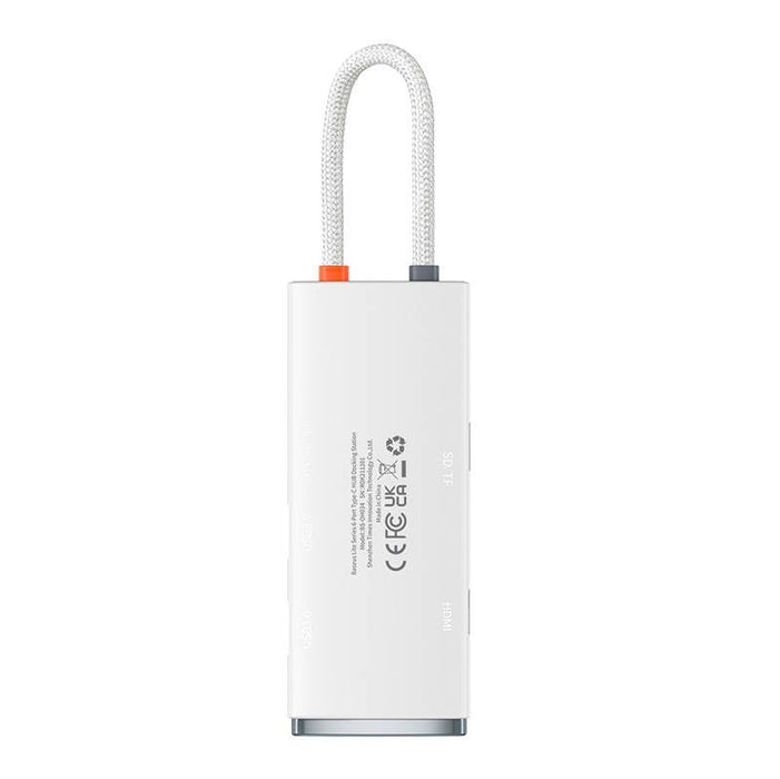 Hub Adattatore Baseus 6 in 1 USB-C to 2x USB 3.0 + HDMI + USB-C + TF/SD Bianco Accessori PC