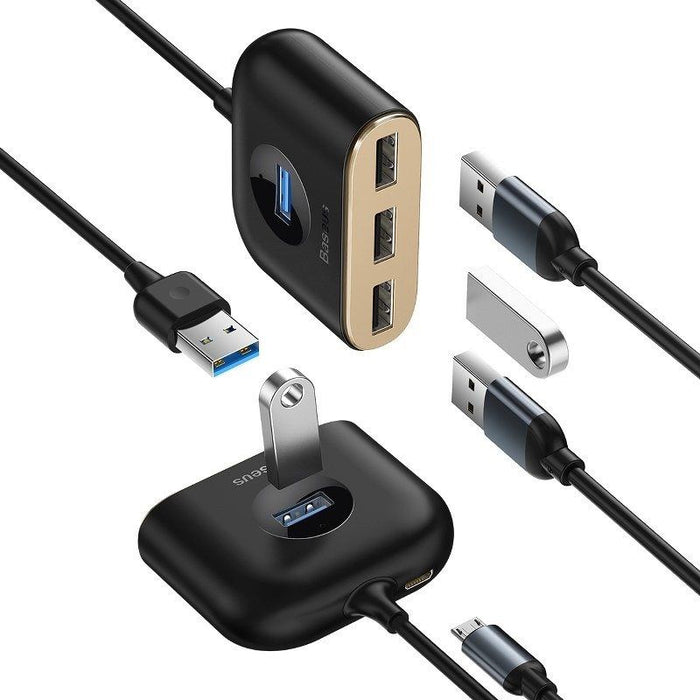 Hub Adattatore Baseus USB 4 in 1 3.0 + 2.0 1m Black Smart Home